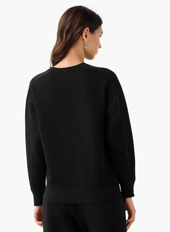 Splash FAV  Relaxed Fit Sweatshirt with Cut and Sew for Women | Best Price UAE