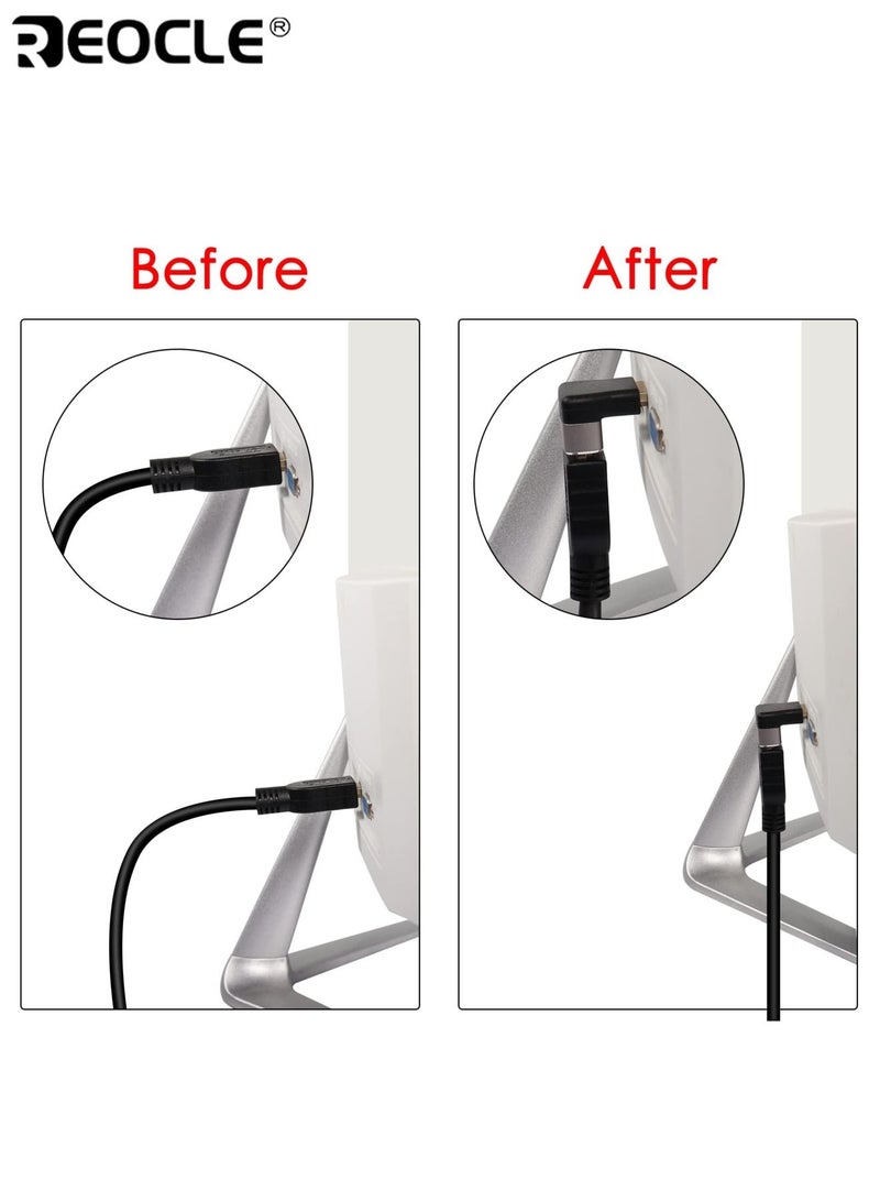 REOCLE 2PCS HDMI 2.1 90 Degree Down Angled Adapter Male to Female 8K 270 Degree Rotatable Connector Support 480Mbps 8K  with HDTV Switch Laptop PS4 PS5 Xbox TV Projector - Image 3