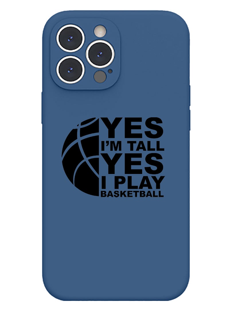 Theodor Protective Slim Fit Case Liquid Silicone Cover with Full Body Protection Anti-Scratch Shockproof Case For iPhone 13 Pro Blue  - Basketball copy - Image 1