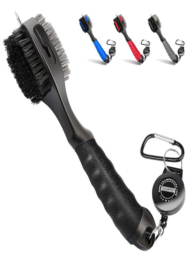 CHAMPKEY PRO Retractable Golf Club Brush | Oversized Brush Head with Soft Rubber Hand Grip & Retractable Groove Cleaner Golf Brush - Image 1