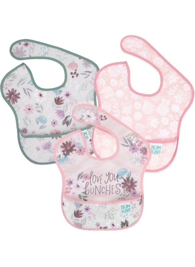 BUMKiNs Bumkins Bibs, Baby Bibs for Girl or Boy, SuperBib Baby and Toddler Bib for 6-24 Months, Baby Bib for Eating, Feeding Bib, Waterproof Lightweight Fabric – Love You Bunches  - Image 1
