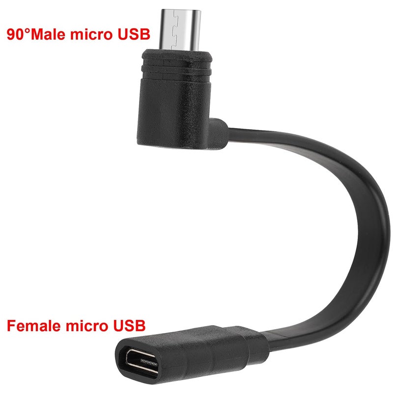 يو او جي دبليو حزمة من 2 كابلات تمديد من نوع Micro-USB بطول 5 بوصات، من ذكر إلى أنثى، لأجهزة Wyze Cam Pan v3 و Wyze Cam v3 Pro، كابل مسطح على شكل حرف L (أسود) - Image 2