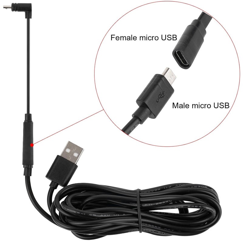 يو او جي دبليو حزمة من 2 كابلات تمديد من نوع Micro-USB بطول 5 بوصات، من ذكر إلى أنثى، لأجهزة Wyze Cam Pan v3 و Wyze Cam v3 Pro، كابل مسطح على شكل حرف L (أسود) - Image 4
