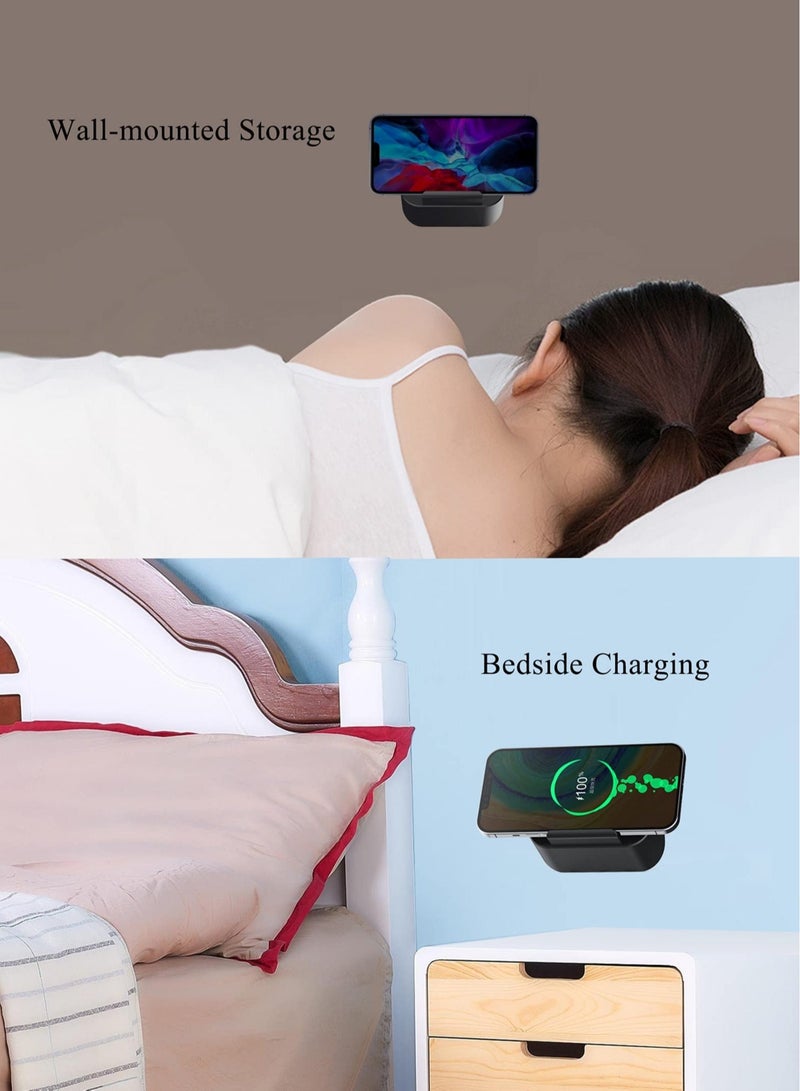 Captaintech Phone Wall Mount for Mag Safe Wireless Charger Bedside Phone Holder Compatible with Mag Safe Accessories Fit for iPhone 14/13/12 Pro Max/Pro/Mini(Charger Not Included) Black - Image 2