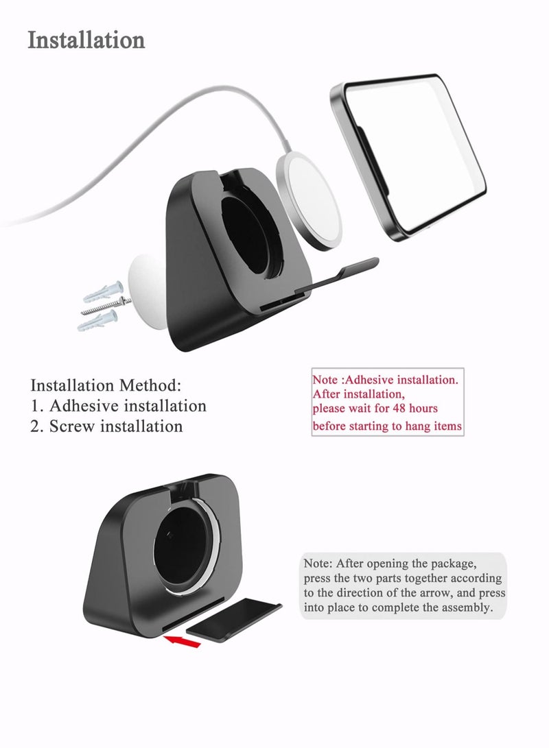 Captaintech Phone Wall Mount for Mag Safe Wireless Charger Bedside Phone Holder Compatible with Mag Safe Accessories Fit for iPhone 14/13/12 Pro Max/Pro/Mini(Charger Not Included) Black - Image 4