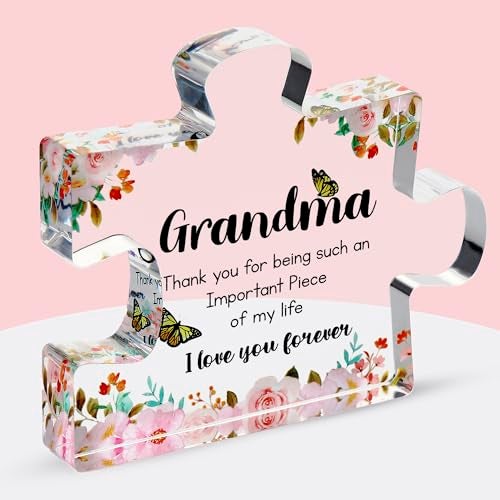 VELENTI Gifts for Grandma - Engraved Acrylic Puzzle Piece - Mothers Day Adorable Grandma Presents for Birthday, Christmas, Thanksgiving Paperweights - Elegant Decorative Plaque with Lovely Quote - Chic Home - Image 1