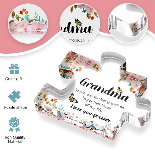 VELENTI Gifts for Grandma - Engraved Acrylic Puzzle Piece - Mothers Day Adorable Grandma Presents for Birthday, Christmas, Thanksgiving Paperweights - Elegant Decorative Plaque with Lovely Quote - Chic Home - Image 2