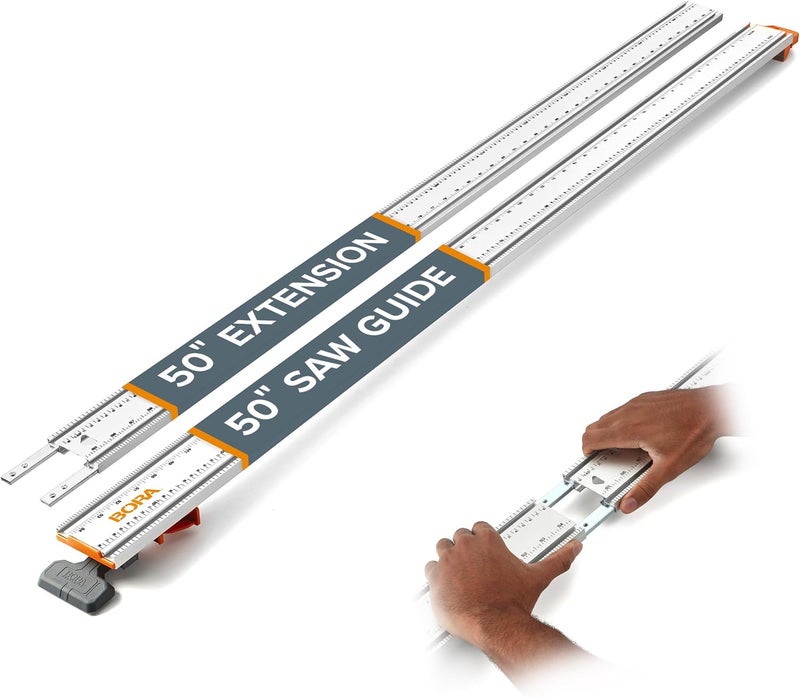 BORA 100" NGX Clamp Edge, Straight Cut Guide for Circular Saws, Aluminum, Includes 50-Inch Clamp Edge & 50-Inch Extension for 100-Inch Cutting Length, 544100 - Image 1