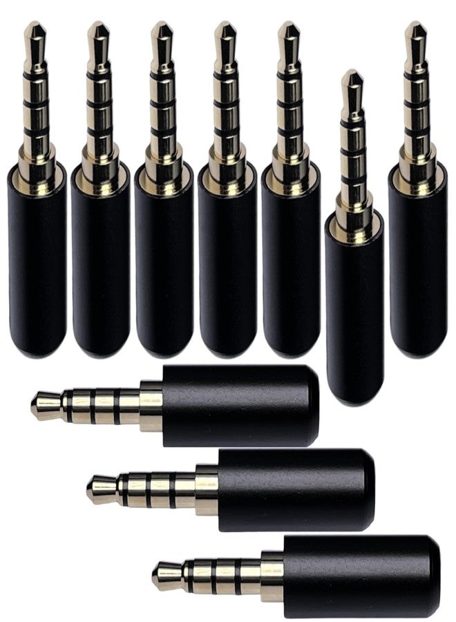 Cess TRRS 4 Pole Stereo Male Plug 3.5mm Solder Type, Gold-Plated, Black Metal Housing, Perfect Replacement for Headphones, Earphones, Microphones, 10 Pack - Image 1