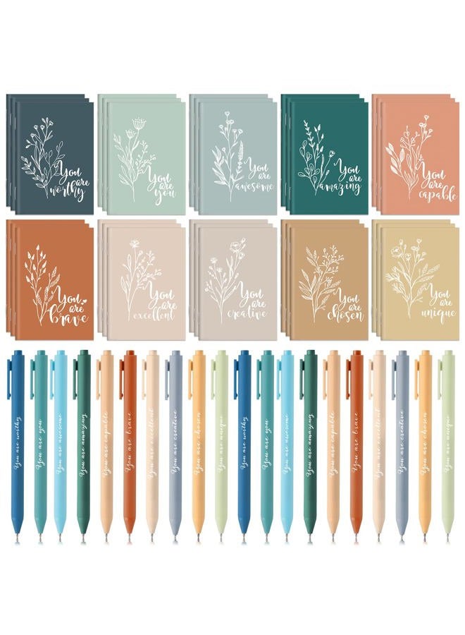 Affrolling 60 Pcs Inspirational Notebooks Motivational Mini Notepads with Pen Bulk Aesthetic End of Year Gift for Volunteer Employee Assistant Secretary Teacher Nurse Office Staff (Bright Colors) - Image 1