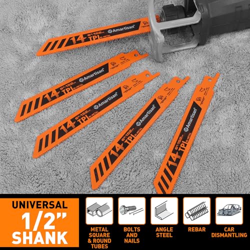 AMARTISAN 5-Piece 6 Inch 14TPI Heavy Metal Cutting Reciprocating Saw Blades,Suitable for Metal Cutting, Pipes, and Steel Bars - Image 5