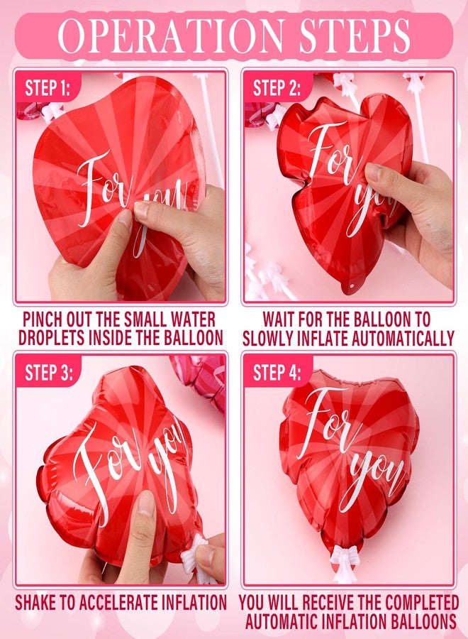 Halloscume 50 Pcs Valentines Day Balloons Heart Shaped Balloons Multicolor Self Inflating Balloons for Anniversary Wedding Birthday Valentine's Day Proposal Party Special Night Romantic Decorations - Image 4