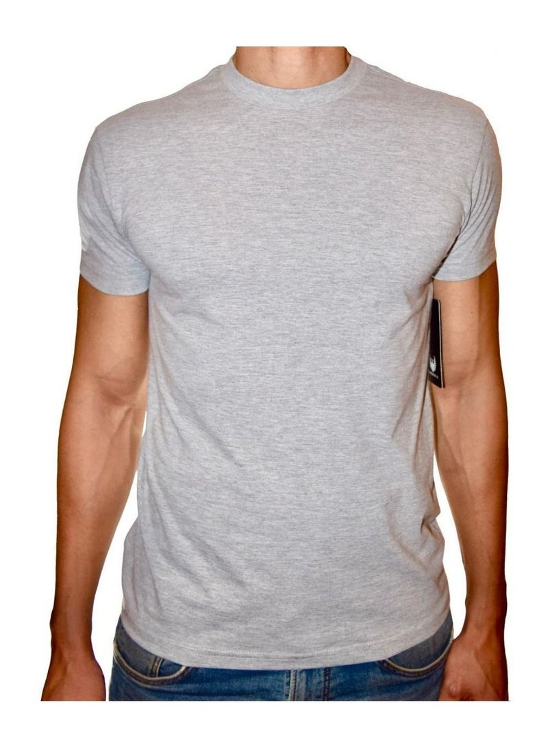 Phoenix PHOENIX Basic Grey Round Neck T-Shirt For Men 