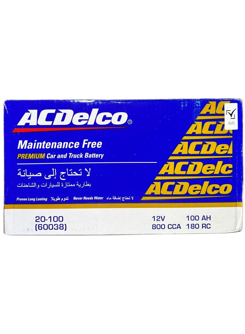 Ac Delco Car Battery 12V 100AH 60038 / DIN100L - Image 1