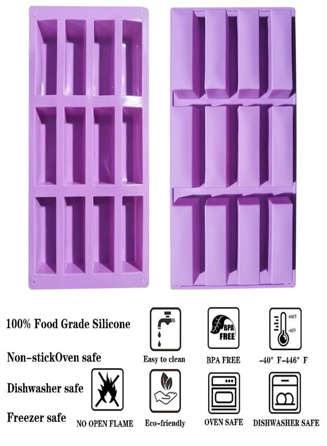 HLCM 2Pcs oat bar mold - 12rectangle silicone molds - Chocolate silicone mold for baking candies/energy bars, cheesecake, dried fruit cereal cookies (2, purple) - Image 3