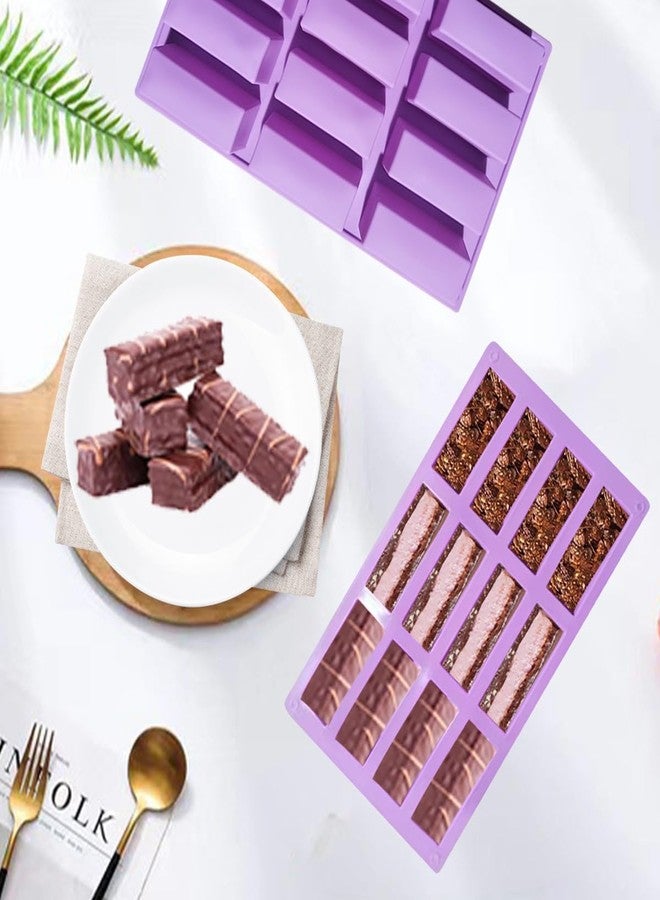 HLCM 2Pcs oat bar mold - 12rectangle silicone molds - Chocolate silicone mold for baking candies/energy bars, cheesecake, dried fruit cereal cookies (2, purple) - Image 5