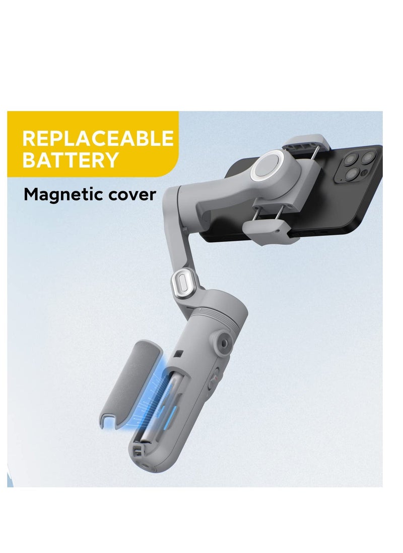 Loquat Gimbal Stabilizer for Smartphone, w/LED Light Face Tracking Inception Timelapse Handheld Foldable 3-Axis Gimble for iPhone 15/14/13 Pro Max  Android, Phone Stabilizer for Video Recording - Image 4