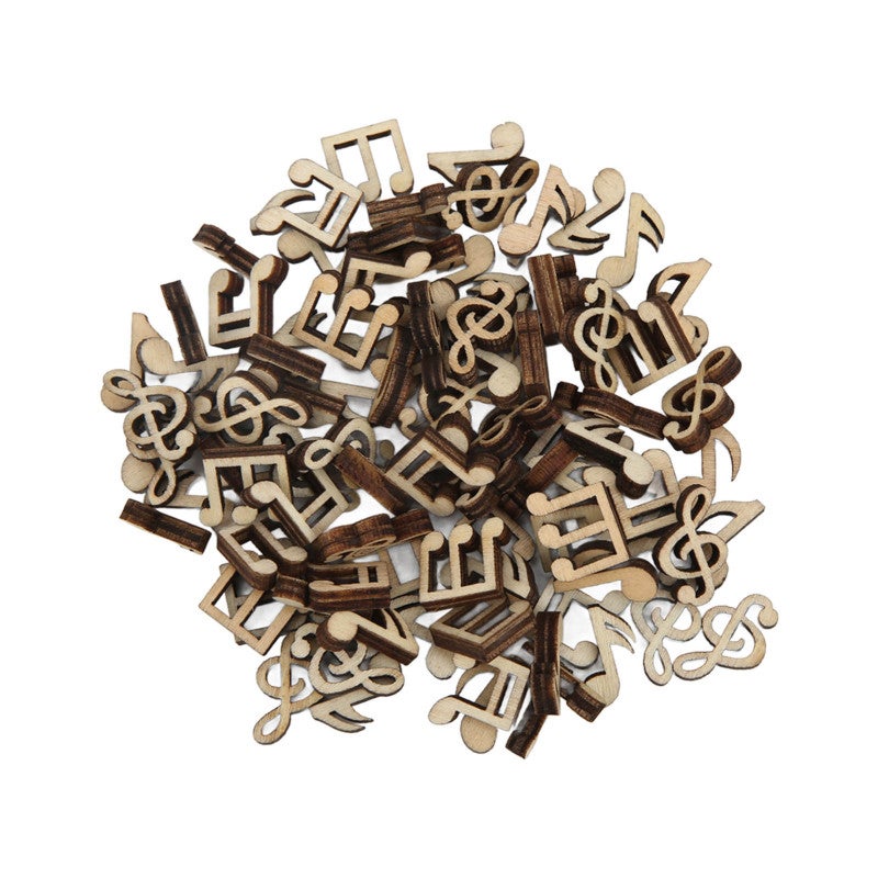 100Pcs Music Notes Wooden Cutouts Unfinished Durable Sturdy Polishing Fashion Vintage Musical Note Wood Pieces - Image 1