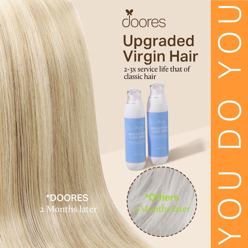 DOORES إضافات شعر DOORES بدون درز، شعر مموّج بلون أشقر داكن مع تدرجات أشقر فاتح 110g 20 بوصة 7 قطع، إضافات شعر ريمى مستقيمة مع حافة Invisi - Image 3