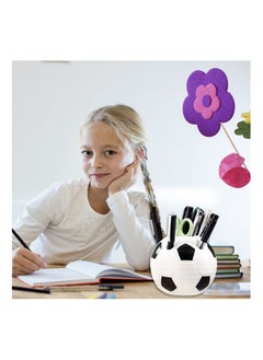 Y&D 2 Pieces Soccer Pen Holder, SYOSI Creative Football Desktop Pencil Holder for Office School, Organizer Desk Decor Kids Gifts (Black and Red)  - Image 4