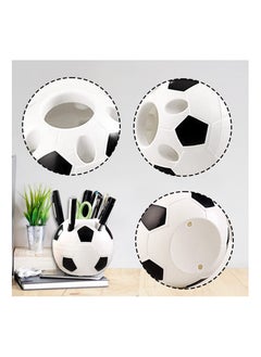 Y&D 2 Pieces Soccer Pen Holder, SYOSI Creative Football Desktop Pencil Holder for Office School, Organizer Desk Decor Kids Gifts (Black and Red)  - Image 2