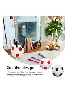 Y&D 2 Pieces Soccer Pen Holder, SYOSI Creative Football Desktop Pencil Holder for Office School, Organizer Desk Decor Kids Gifts (Black and Red)  - Image 5