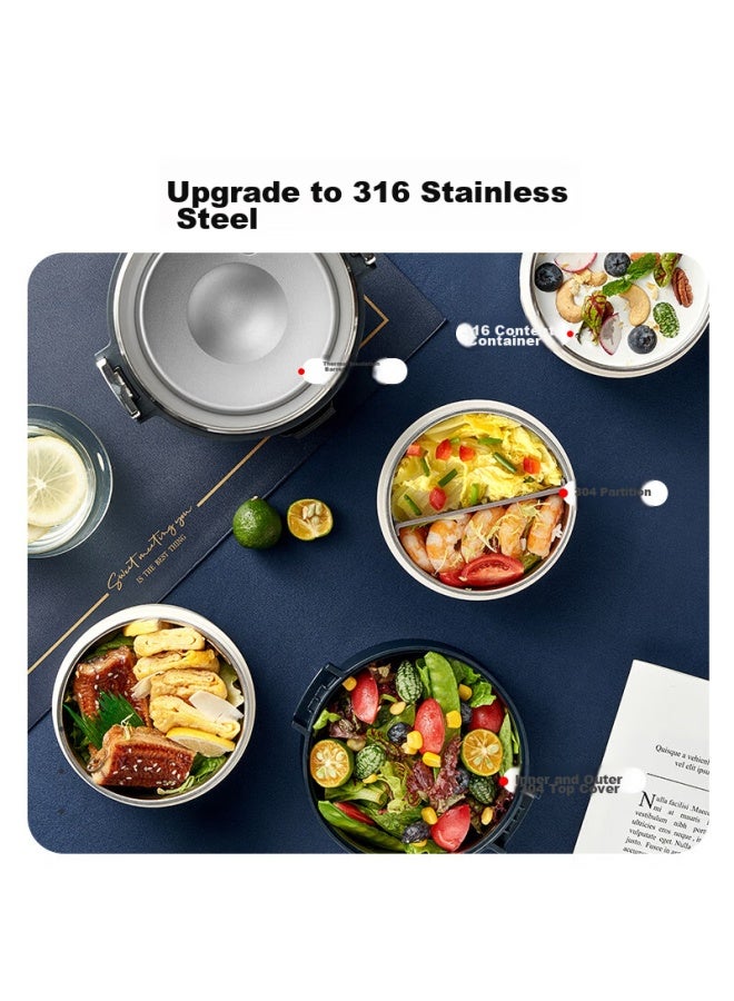 Tafuco Insulated Lunch Box, 316 Stainless Steel, Four-layer, Men's Extra-long Insulated Container, Food-grade, 2.5l, Gentleman Blue, T0287 - Image 5