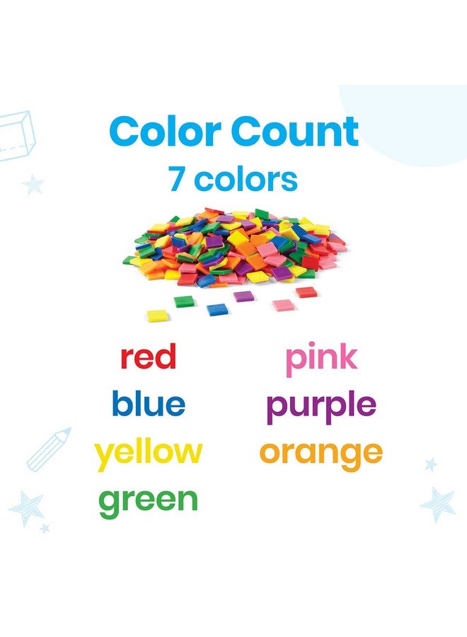 hand2mind hand2mind Plastic Square with 7 Color Tiles, Color Sorting, Math Counters, Counting Manipulatives, Colored Plastic Squares, Math Manipulatives, Bingo Chips, Game Tokens, Tiles Learning (Set of 400) - Image 2