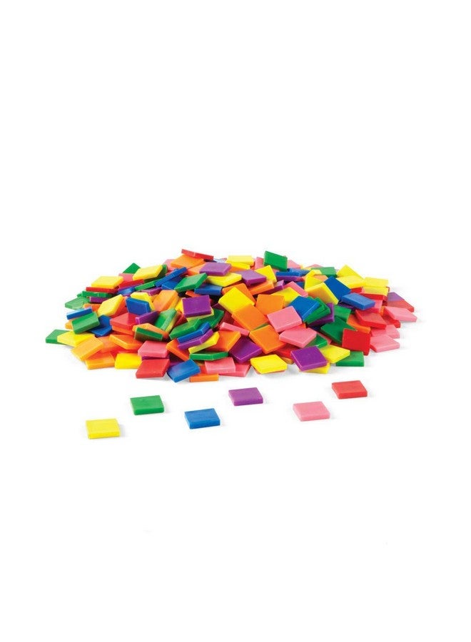 hand2mind hand2mind Plastic Square with 7 Color Tiles, Color Sorting, Math Counters, Counting Manipulatives, Colored Plastic Squares, Math Manipulatives, Bingo Chips, Game Tokens, Tiles Learning (Set of 400) - Image 1