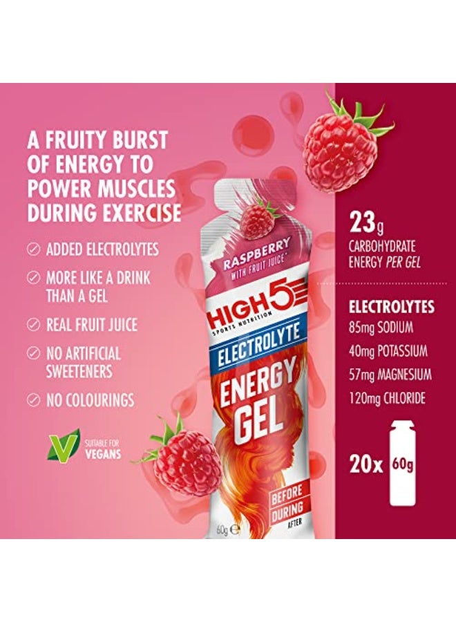 High5 Energy Gels with Electrolytes - Quick Release Sports Gels for Peak Performance - Natural Fruit Juice & Caffeine-Free - Energy Boost for Running, Cycling, Endurance (Raspberry, 20 x 60g) - Image 2