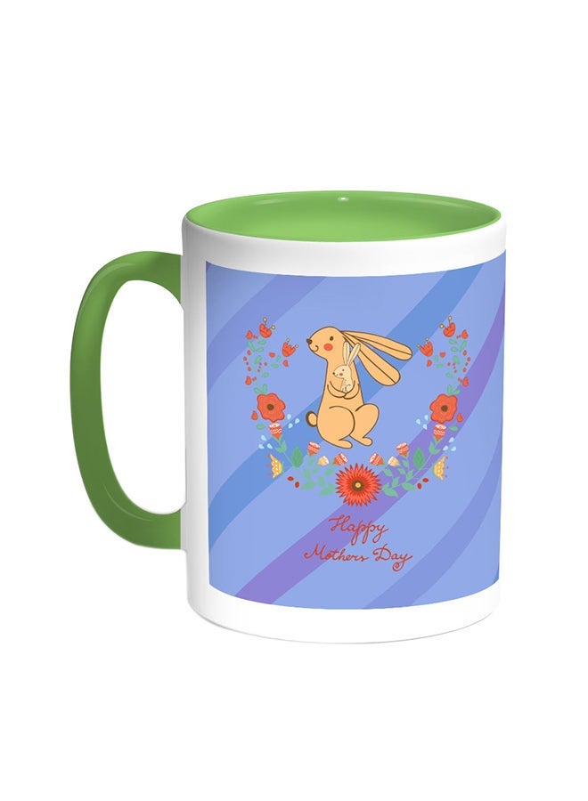 Happy Mother's Day Printed Coffee Mug Green/White 11ounce