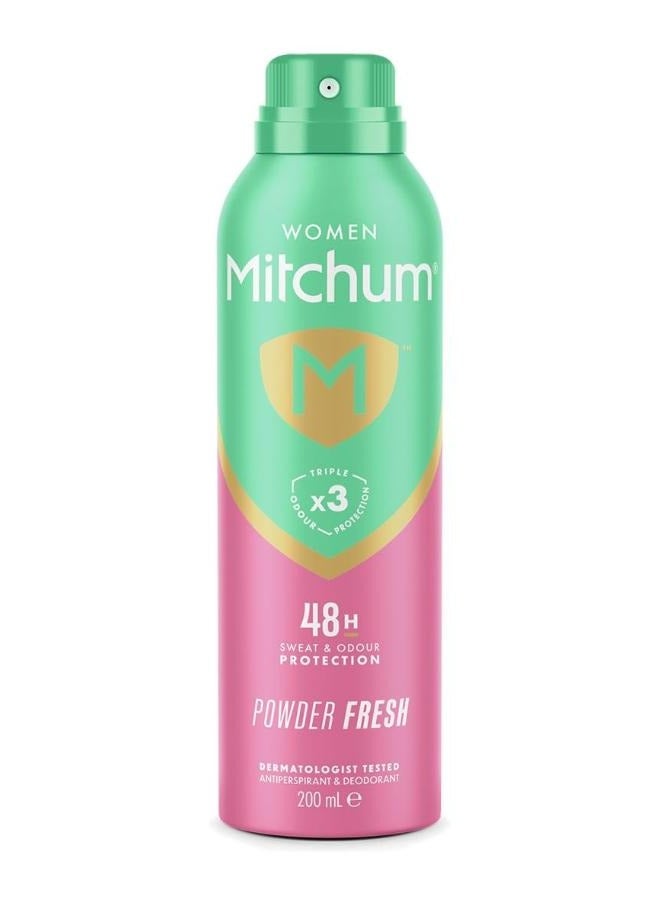 ميتشوم مزيل عرق بخاخ ومضاد للتعرق للنساء بحماية ثلاثية تدوم 48 ساعة، بودرة منعشة 200 مل