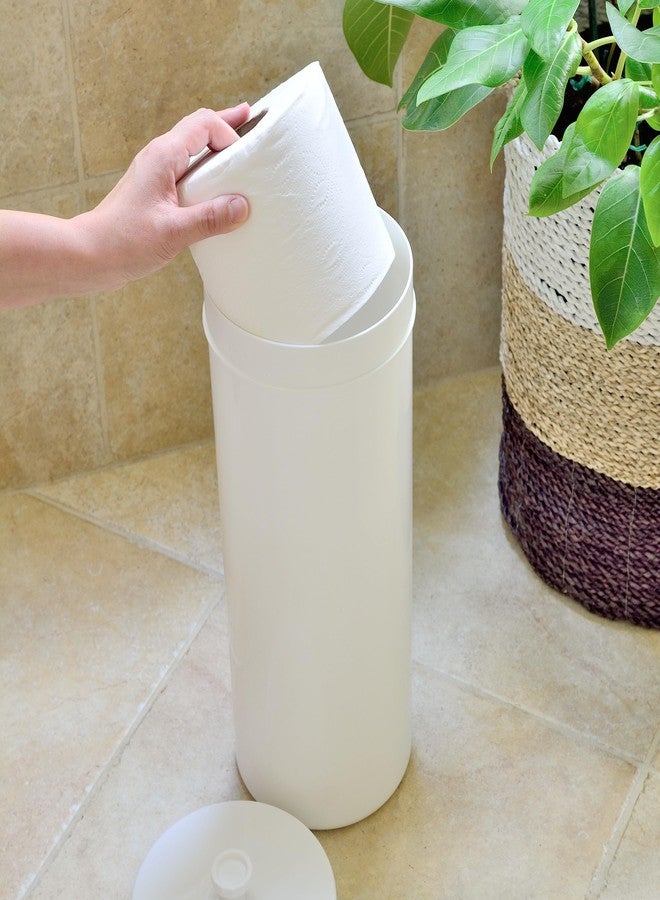 Youngever Plastic Toilet Paper Holder Stand, 3 Rolls Toilet Tissue Holder, Compact Toilet Tissue Rolls Organizer with Lid - Image 4