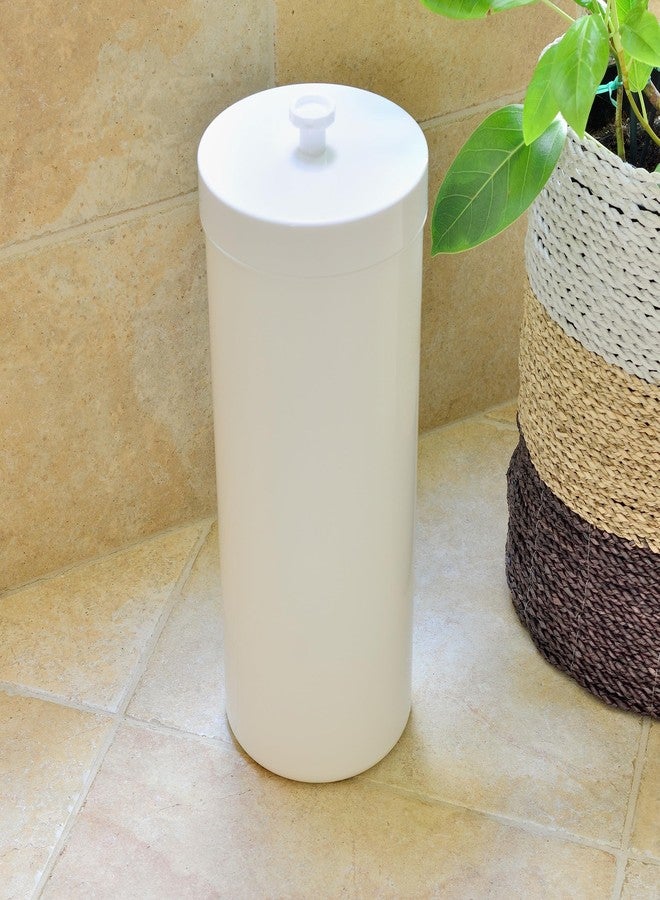 Youngever Plastic Toilet Paper Holder Stand, 3 Rolls Toilet Tissue Holder, Compact Toilet Tissue Rolls Organizer with Lid - Image 3