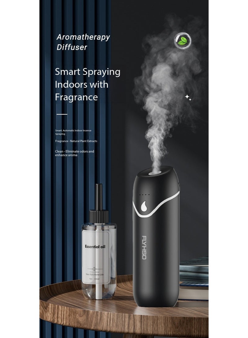 FLYHSO 2-in-1 USB Mini Humidifier and Essential Oil Diffuser, Portable Quiet Cool Mist Diffuser with Automatic Shutdown Function, Contains Essential Oils, Suitable for Home, Bedroom, and Office (Black) - Image 4