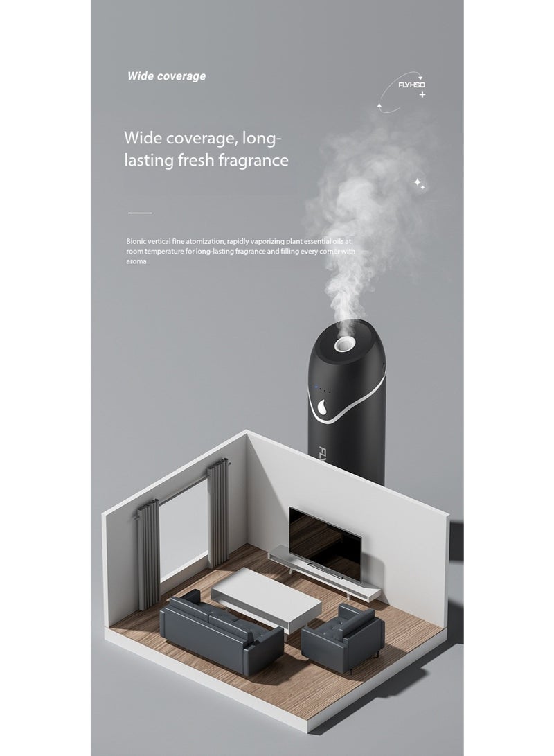 FLYHSO 2-in-1 USB Mini Humidifier and Essential Oil Diffuser, Portable Quiet Cool Mist Diffuser with Automatic Shutdown Function, Contains Essential Oils, Suitable for Home, Bedroom, and Office (Black) - Image 2