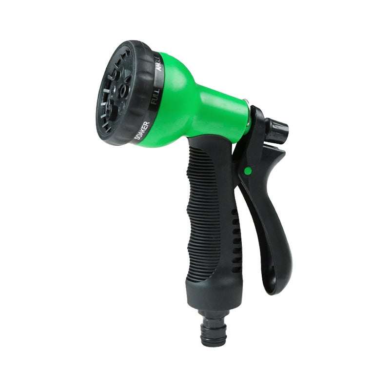 8 function rubber-coated adjustable water flower garden watering water gun household multi-purpose high pressure water gun car wash spray gun(Green) - Image 1