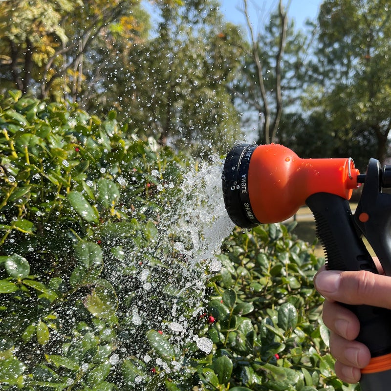 8 function rubber-coated adjustable water flower garden watering water gun household multi-purpose high pressure water gun car wash spray gun(Green) - Image 5