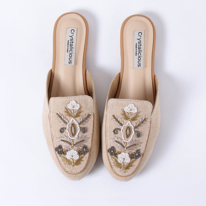 Crystalicious Allison Embroidered Women Loafer Handcrafted by Artisticas Comfort with Beaded Detail - Image 1