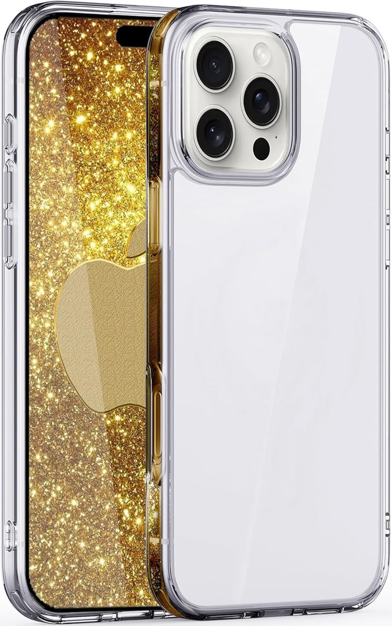 Tech Trendz Shockproof Anti-Yellowing Crystal Clear Slim Design Back Cover Case Compatible with iPhone 16 Pro (with Tempered Glass/Back Screen Guard) - Image 1