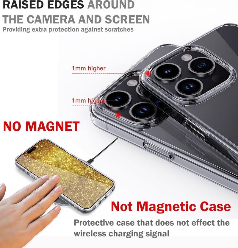 Tech Trendz Shockproof Anti-Yellowing Crystal Clear Slim Design Back Cover Case Compatible with iPhone 16 Pro (with Tempered Glass/Back Screen Guard) - Image 5