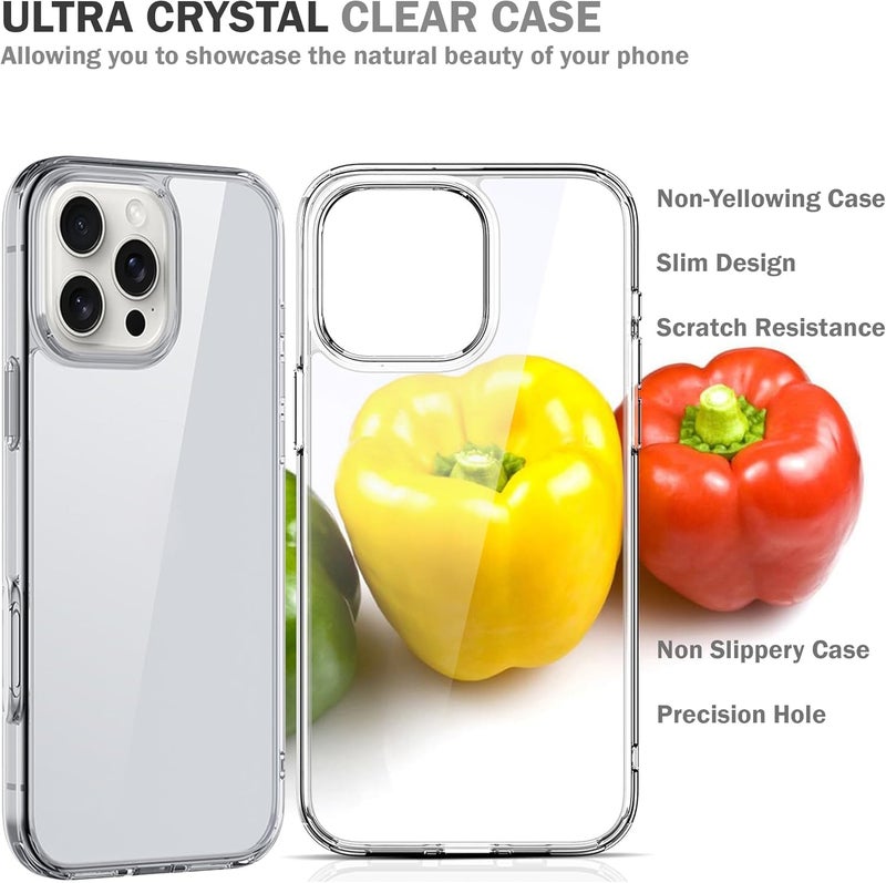 Tech Trendz Shockproof Anti-Yellowing Crystal Clear Slim Design Back Cover Case Compatible with iPhone 16 Pro (with Tempered Glass/Back Screen Guard) - Image 2