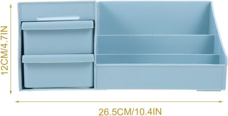 صندوق تخزين مكياج على طراز أدراج من KICHOUSE، عبوة بلاستيكية صغيرة زرقاء اللون للاستخدام على المكتب، مزودة بأدراج لتخزين منتجات العناية بالبشرة، أحمر الشفاه، والأقنعة، مناسب للاستخدام المنزلي. - Image 2