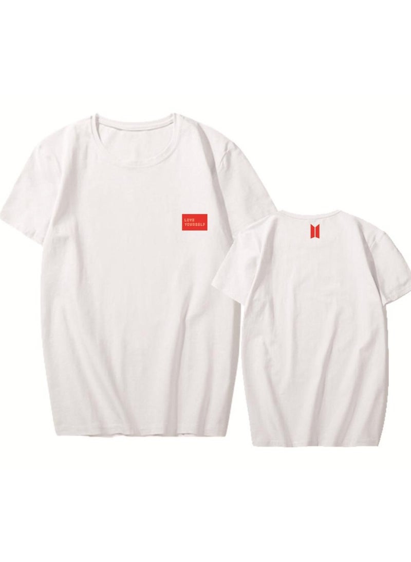 BTS Unisex Printed Cotton T-Shirt for Men and Women – Comfortable K-Pop Fan Merch, Casual Everyday Wear .