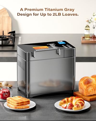 KBS Premium Convection Bread Maker Dual Heater, 17-in-1 Stainless Steel Bread Machine Ceramic Pan, Nut Dispenser,Touch Panel,2lb Loaf 3 Sizes 3 Crust Colors,Gluten-Free,Sourdough,Jam,Yogurt,53 Recipes - Image 3