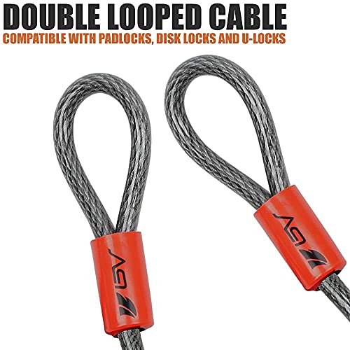 BV 7FT Heavy-Duty Security Cable Lock with Loops – Extra Thick 10mm (3/8") Braided Steel, Cut-Resistant & Weatherproof Wire Cable for Padlock, Gate, Bike, Motorcycle & Outdoor Equipment - Image 3