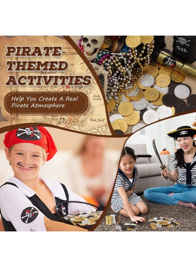 هانايف 100 قطعة من عملات القراصنة المعدنية، صندوق الكنز الإسباني، عملات دوبلون المزيفة، رموز للأطفال، ألعاب لوحية، حفلات القراصنة، (النمط الكلاسيكي) - Image 5