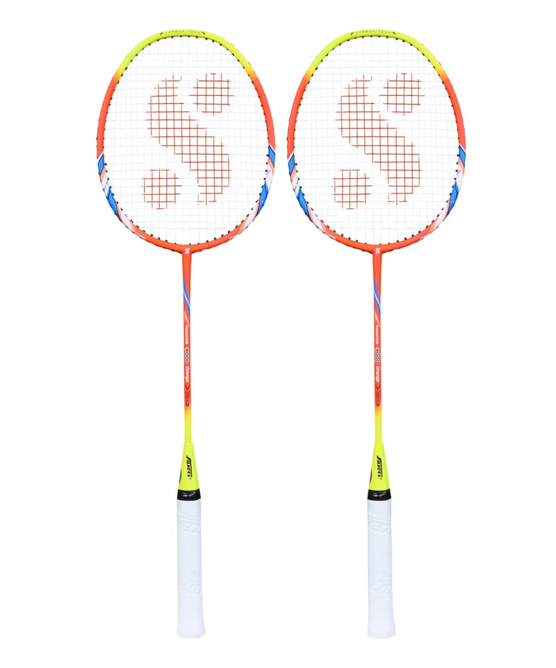 Silvers Silver's Graphite Shaft Jointless Phantom Badminton Kit (2 Racquets with Full Cover, 1 Box Nylon Shuttlecock Pack of 3)(Orange/Yellow) - Image 2