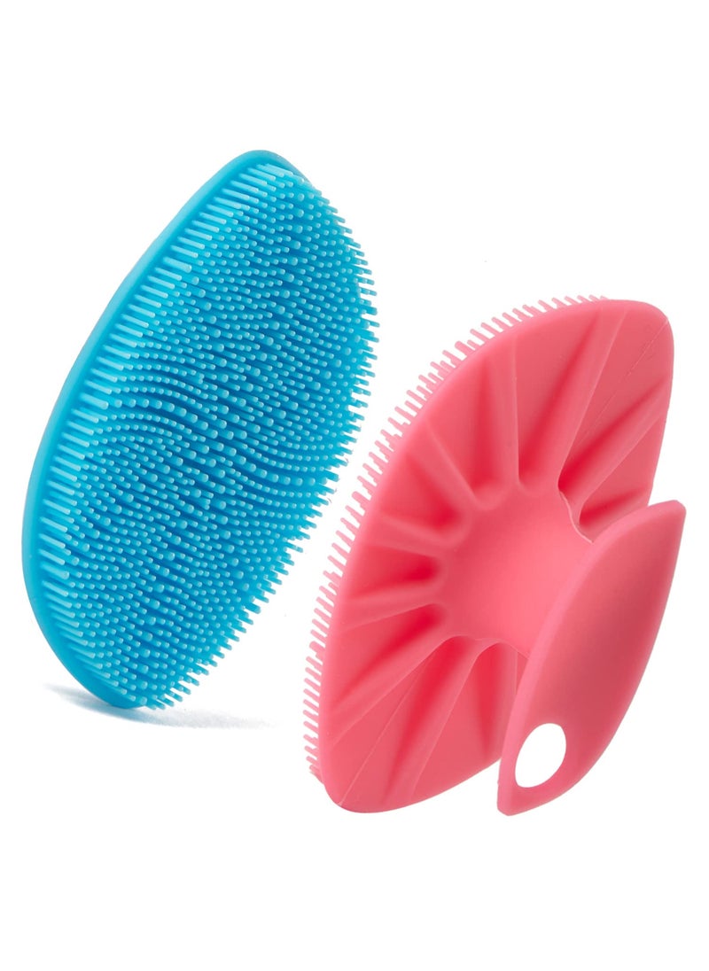 HieerBus Baby Bath Brush, Exfoliating and Massaging Cradle Cap Bath Brushes - Silicone Cradle Cap Scrubber for Newborns,Babies Essential for Dry Skin, Cradle Cap and Eczema (Blue + Pink) 