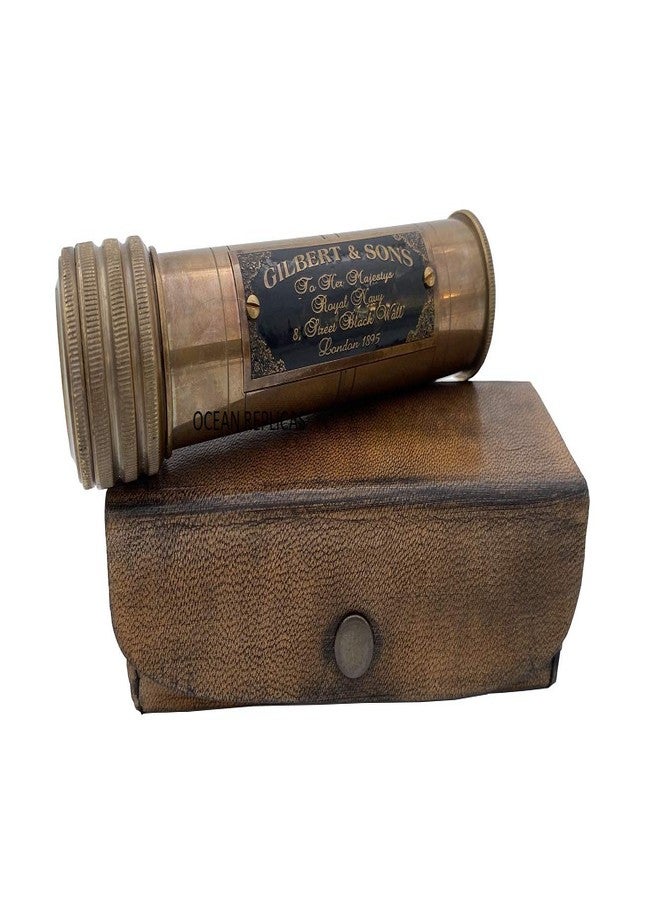 OCEAN REPLICAS Handmade Brass Kaleidoscope with Leather Case, Vintage Collectible Kaleidoscope, Unique Gift for Loved Ones, Antique Style Brass Decor - Image 1